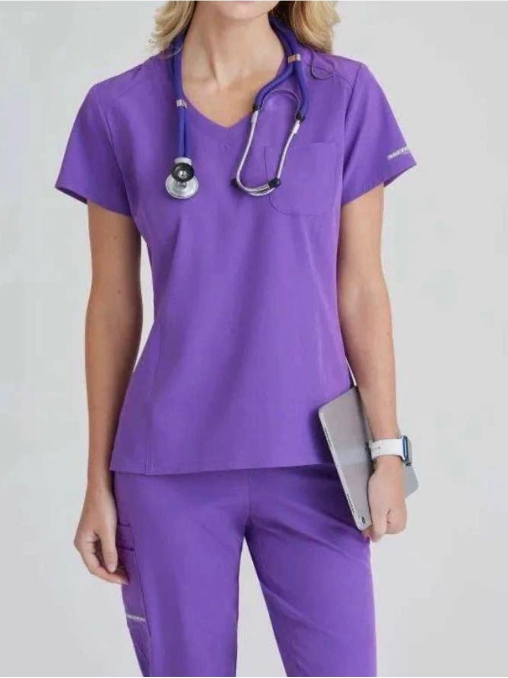 Skechers Purple V-Neck Scrub set Medical Bottom & L Top
